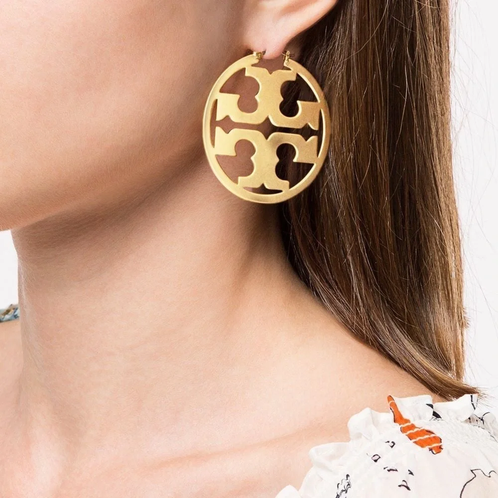 🔥🔥Tory Burch Authentic Miller Matte Gold Hoop Earrings